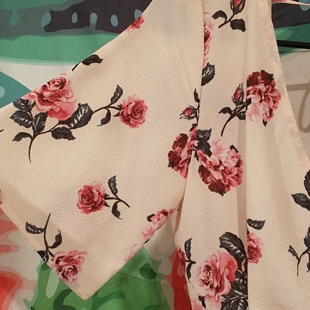 ⛵ 5$/15 Kohl's Rose Print V-Neck Dress - Picture 5 of 12